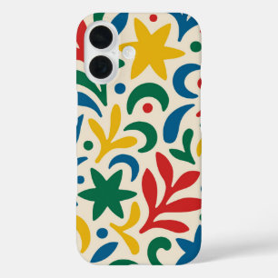 Funda iPhone 16 Patrón biofílico moderno de mediados de siglo