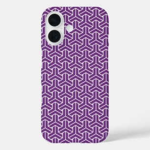 Funda iPhone 16 Patrón bishamon de Japón blanco morado oriental