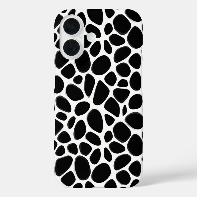 Funda iPhone 16 Patrón blanco y negro intrincado (Reverso )