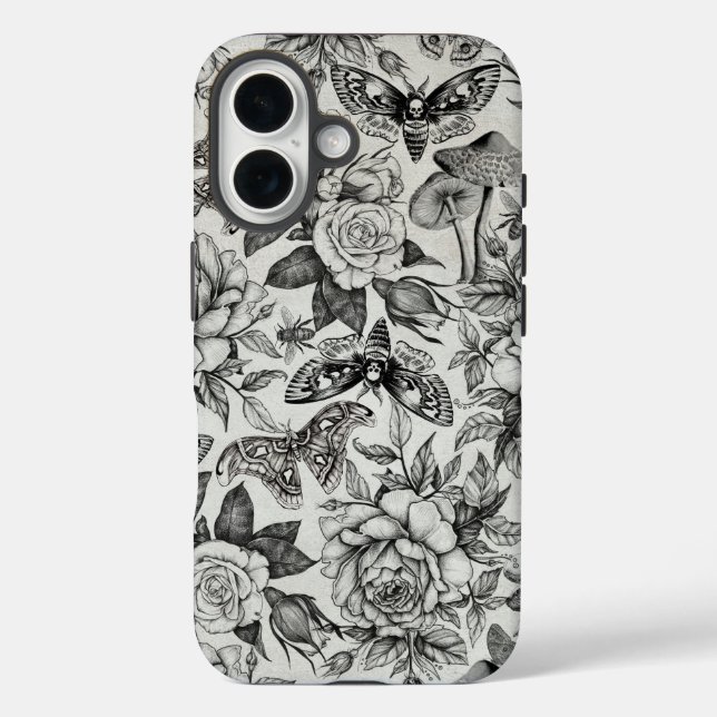 Funda iPhone 16 Patrón botánico (Reverso )