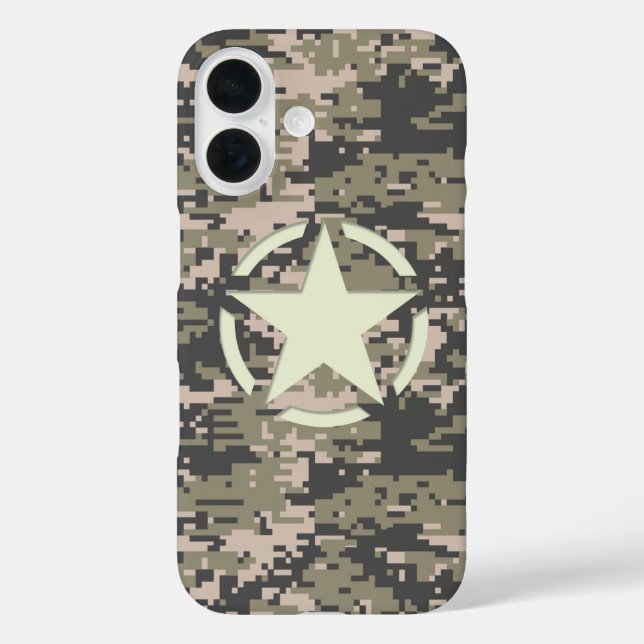 Funda iPhone 16 Patrón Camo de Estrella en Montañismo (Reverso )