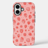 patrón caprichoso de fresa sobre rosa