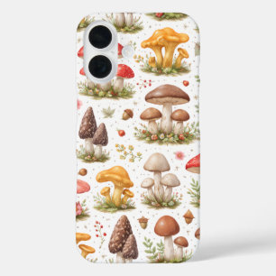 Funda iPhone 16 Patrón Caprichoso de Hongos – Botánica Vintage