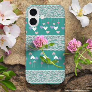 Funda iPhone 16 Patrón cardíaco de decoración Girona con encaje Tu