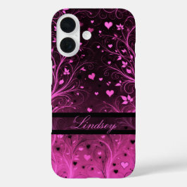 Funda iPhone 16 Patrón cardíaco floral romántico