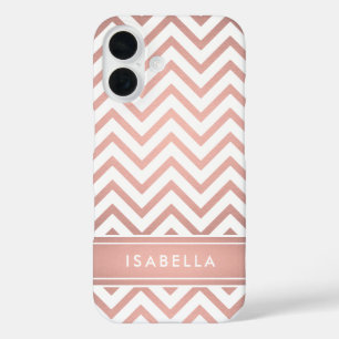 Funda iPhone 16 Patrón Chevron rosa Ombre Monograma simple moderno