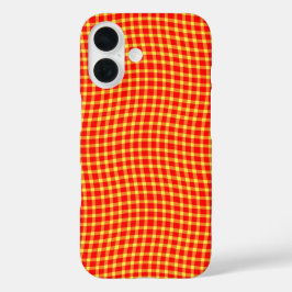 Funda iPhone 16 Patrón continuo de cuadros escoceses rojo y amaril