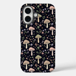 Funda iPhone 16 Patrón continuo de hongos oscuros y ricos Goblinco
