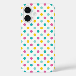 Funda iPhone 16 Patrón continuo de lunares coloridos