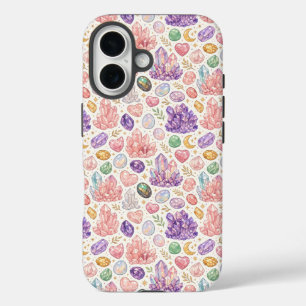 Funda iPhone 16 Patrón continuo de piedras preciosas femeninas