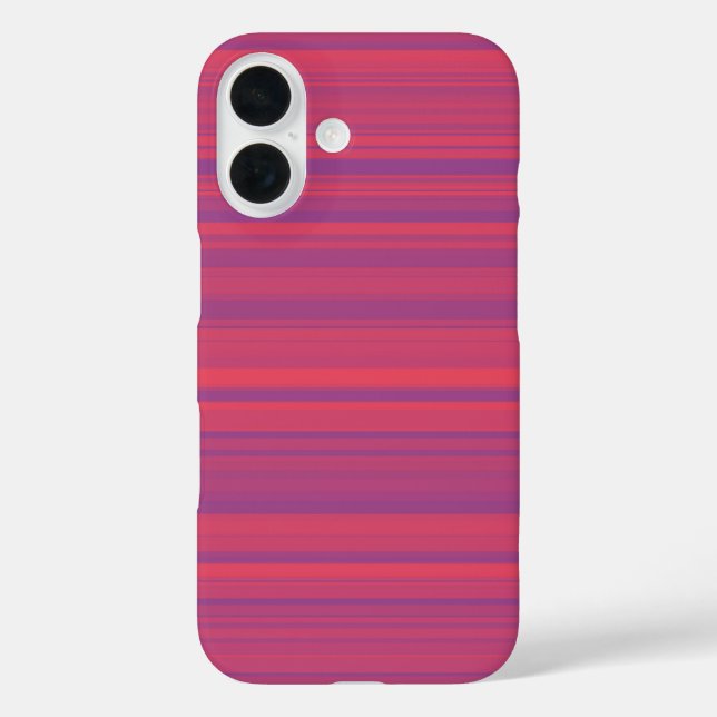 Funda iPhone 16 Patrón continuo de rayas moradas rojas (Reverso )