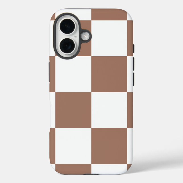 Funda iPhone 16 Patrón controlado en blanco y mousse de mocha (Reverso )