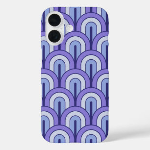 Funda iPhone 16 Patrón de abanico geométrico gradado retro