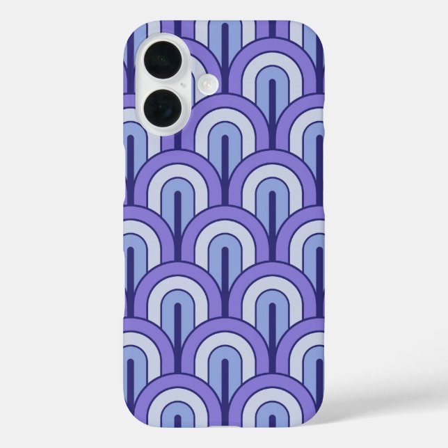 Funda iPhone 16 Patrón de abanico geométrico gradado retro (Reverso )
