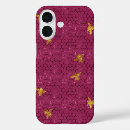 Funda iPhone 16 Patrón de abejas reina