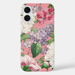Funda iPhone 16 Patrón de acuarela de jardín de flores Peonies & L