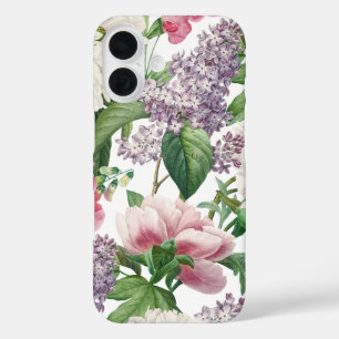 Funda iPhone 16 Patrón de acuarela de jardín de flores Peonies & L