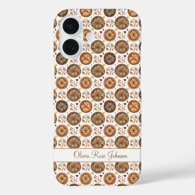 Funda iPhone 16 Patrón de acuarela de otoño (Reverso )