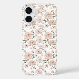Funda iPhone 16 Patrón de acuarela floral rosa rubor