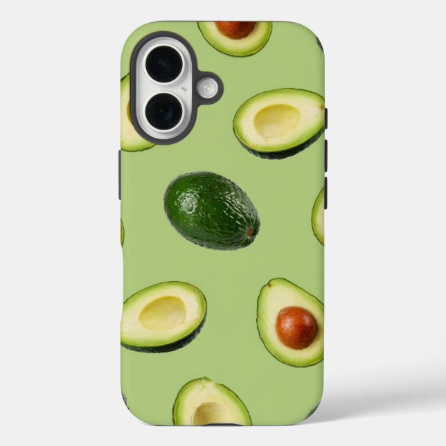 Funda iPhone 16 Patrón de Aguacate Fresco  (Reverso )