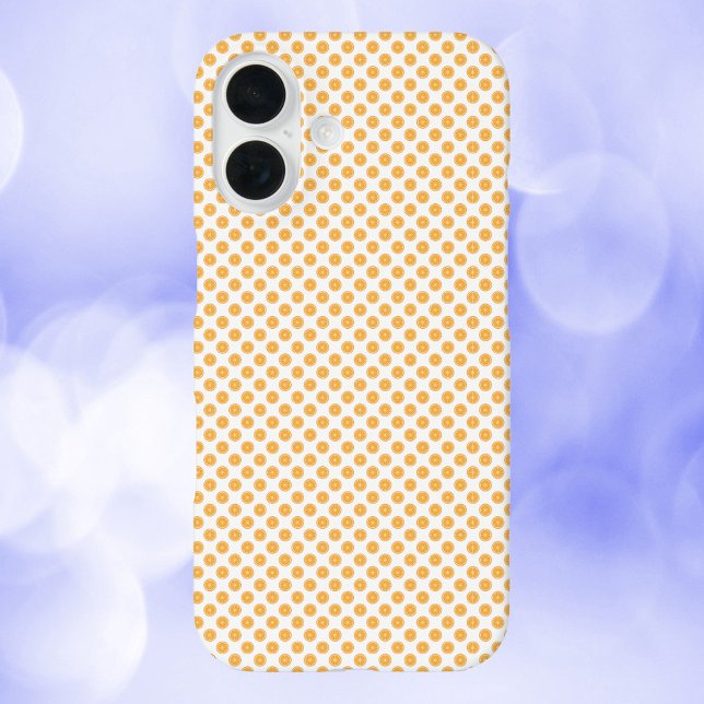 Funda iPhone 16 Patrón de alimentos para fruta naranja (A phone case with a fun pattern of orange fruit slices.)
