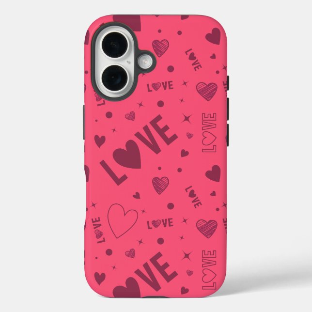 Funda iPhone 16 Patrón de amor (Reverso )
