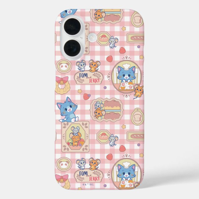 Funda iPhone 16 Patrón de Anime Tom y Jerry Bakery (Reverso )