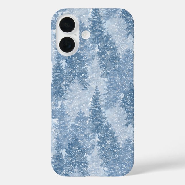 Funda iPhone 16 Patrón de árbol azul (Reverso )