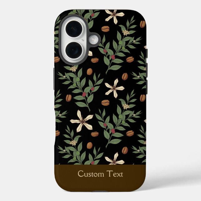Funda iPhone 16 Patrón de árbol del café (Reverso )