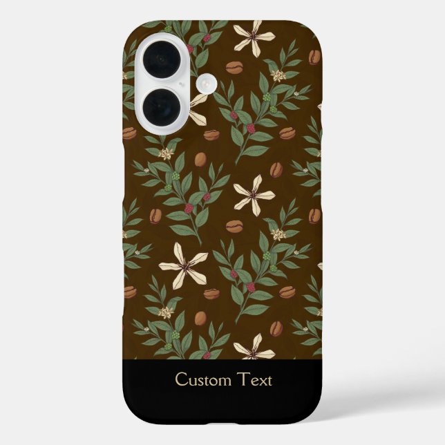 Funda iPhone 16 Patrón de árbol del café (Reverso )
