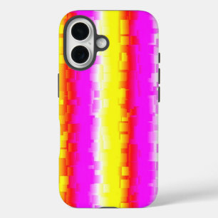 Funda iPhone 16 patrón de arcoíris abstracto rosa amarillo