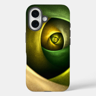 Funda iPhone 16 Patrón De Arte Abstracto Verde Floral Moderno De S