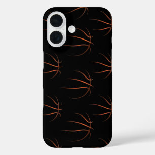 Funda iPhone 16 Patrón de arte de línea de baloncesto minimalista 