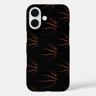 Funda iPhone 16 Patrón de arte de línea de baloncesto minimalista