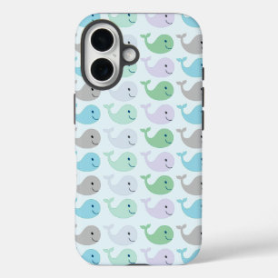 Funda iPhone 16 Patrón de Ballenas de Cute Pastel