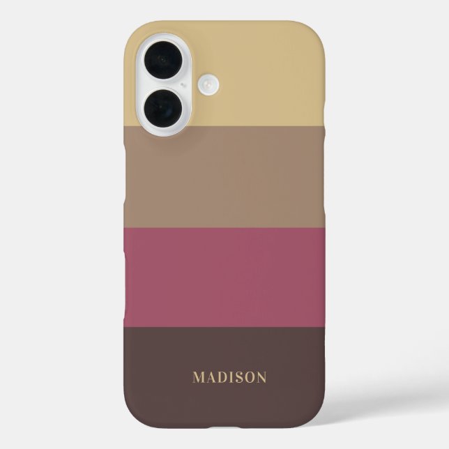 Funda iPhone 16 Patrón de bandas de nombres personalizadas (Reverso )