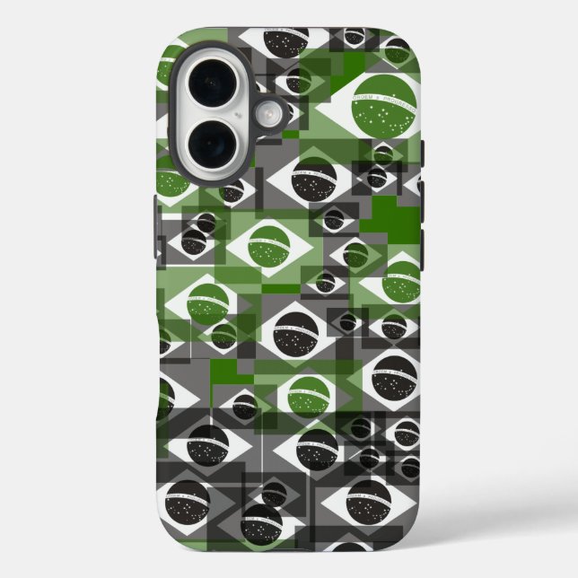 Funda iPhone 16 Patrón de bandera de Brasil (Reverso )