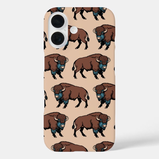 Funda iPhone 16 Patrón de Bison de Búfalo (Reverso )