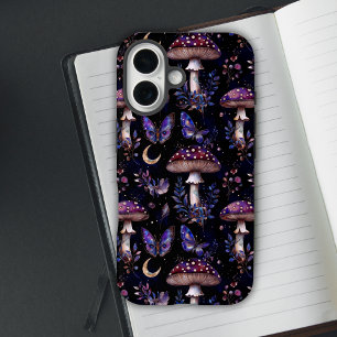 Funda iPhone 16 Patrón de bruja oscura floral de hongo mariposa