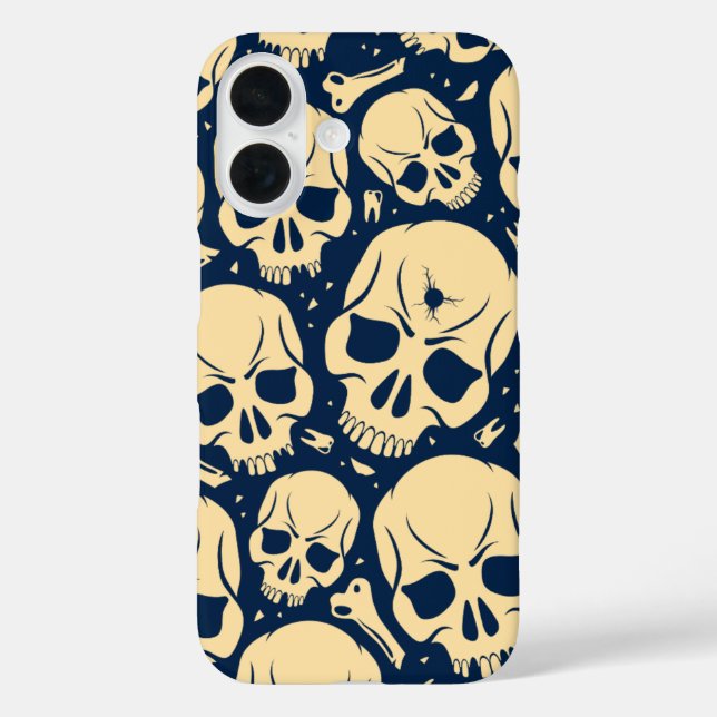 Funda iPhone 16 Patrón de Calavera Oscura  (Reverso )
