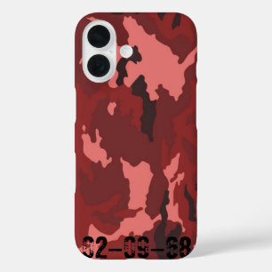 Funda iPhone 16 patrón de camuflaje rojo