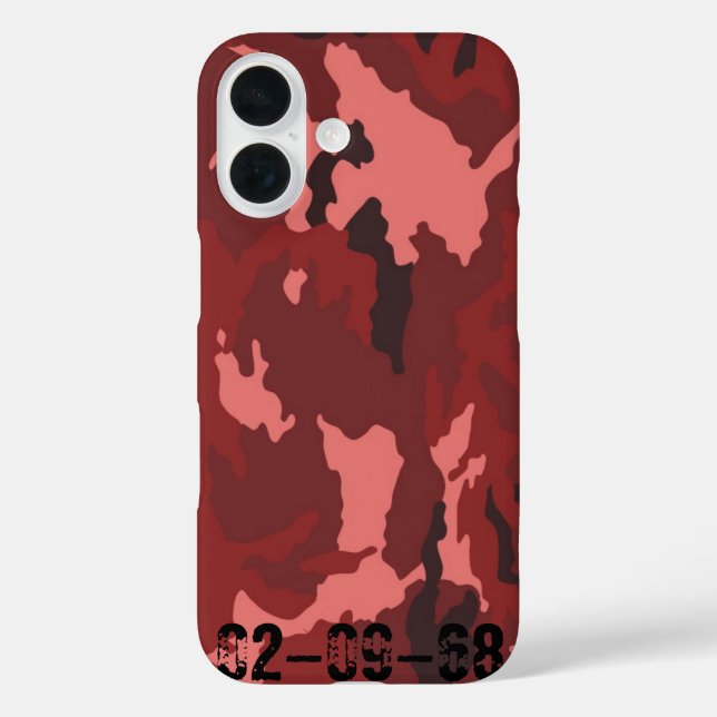 Funda iPhone 16 patrón de camuflaje rojo (Reverso )