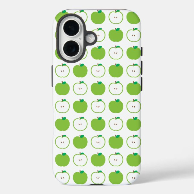 Funda iPhone 16 Patrón de caramelos de manzana verde (Reverso )