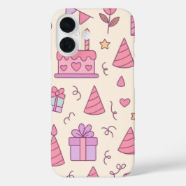 Funda iPhone 16 Patrón de Celebración de Fiesta de Princesa Dulce