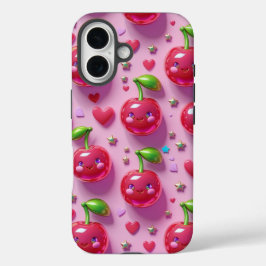 Funda iPhone 16 "Patrón de cerezo kawaii para estuche de teléfono