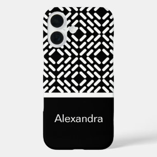 Funda iPhone 16 Patrón de cilindro blanco y negro