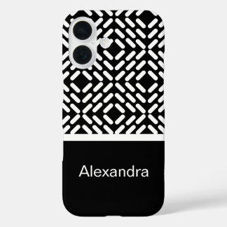 Funda iPhone 16 Patrón de cilindro blanco y negro