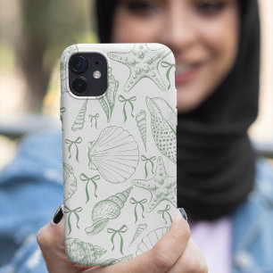 Funda iPhone 16 Patrón de cintas de conchas marinas
