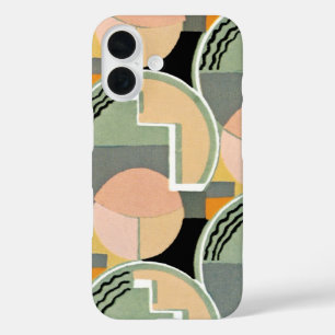 Funda iPhone 16 Patrón de Círculos Verde azulados de jazz retro Ar