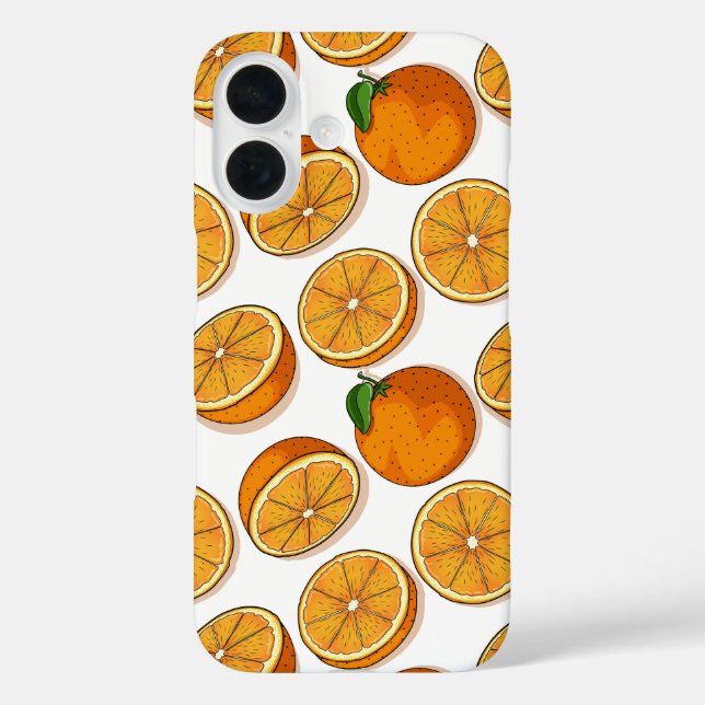 Funda iPhone 16 Patrón de Cítricos de Fruta Naranja Fresco sin Mar (Reverso )